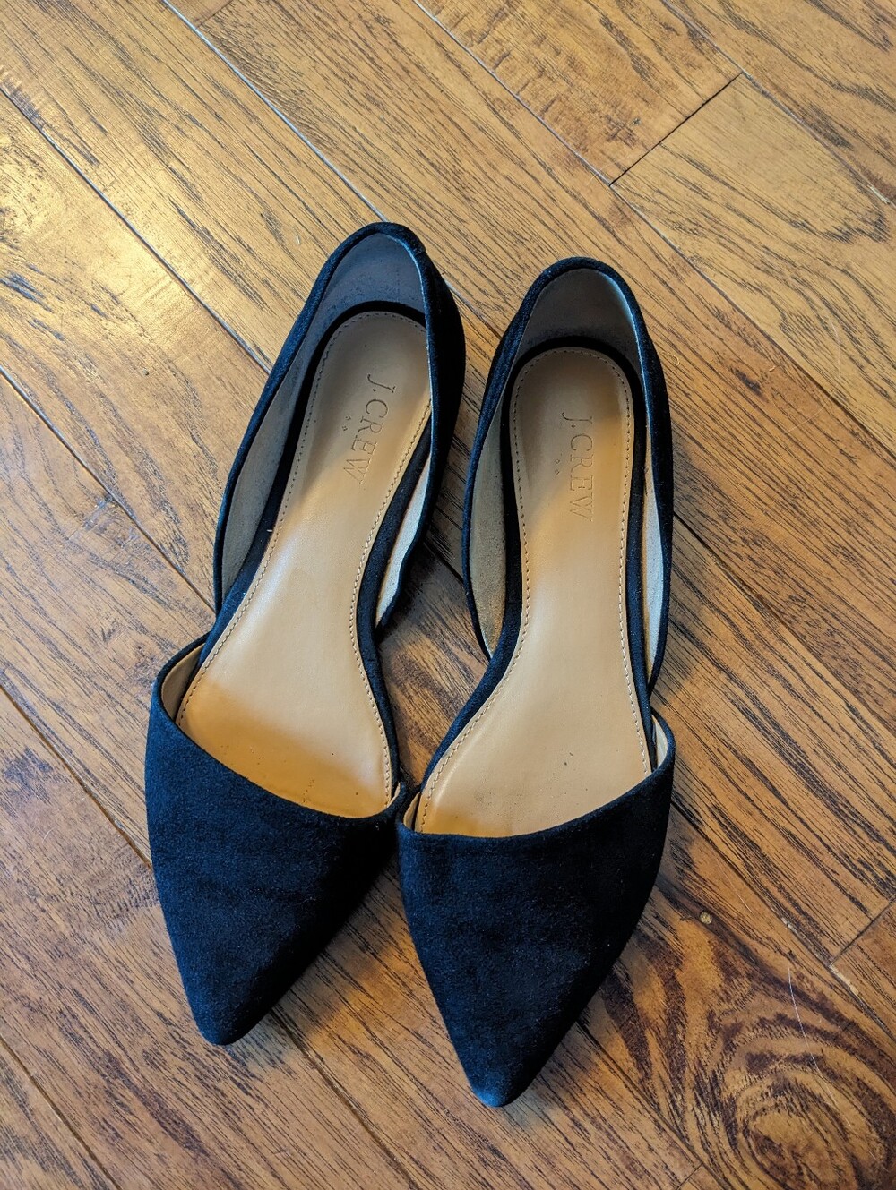 J. Crew Black Suede Pointed D'Orsay Flats
